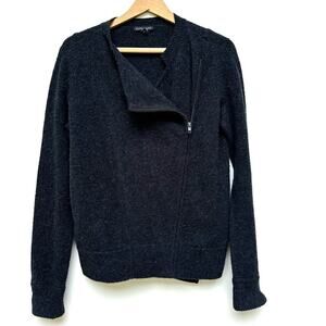 Eileen Fisher Dark Grey Moto Wool Jacket Small